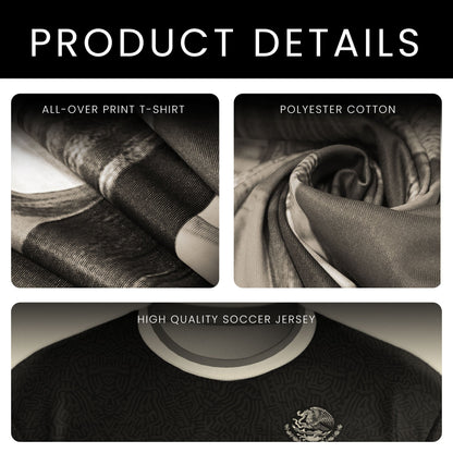 Mexico Soccer Jersey Black Aztec Sunstone Heritage Map Design